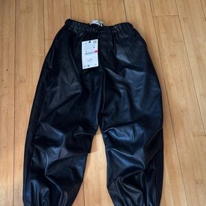 Zara Black Faux Leather Pants